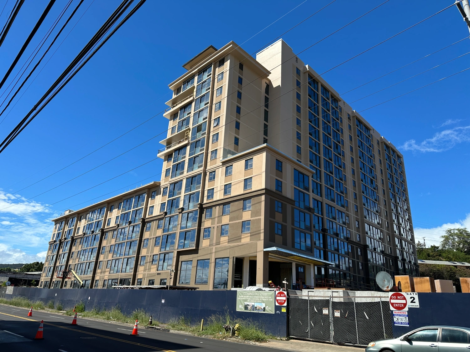 Exterior view of Hoohiki Senior Living on North School Street in Honolulu.