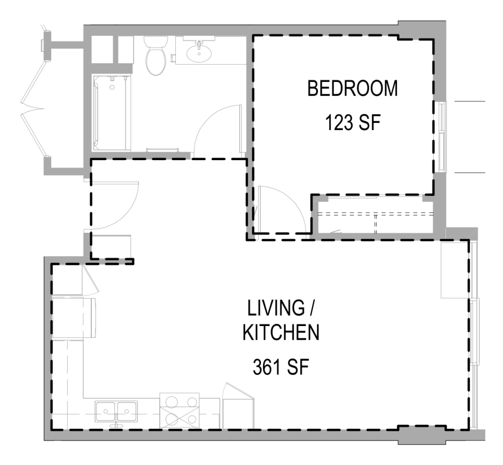 1 Bedroom Type D floor plan at Hoʻohiki Senior Living