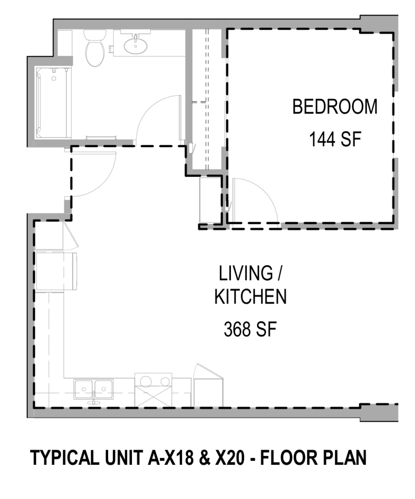 1 Bedroom Type B floor plan at Hoʻohiki Senior Living